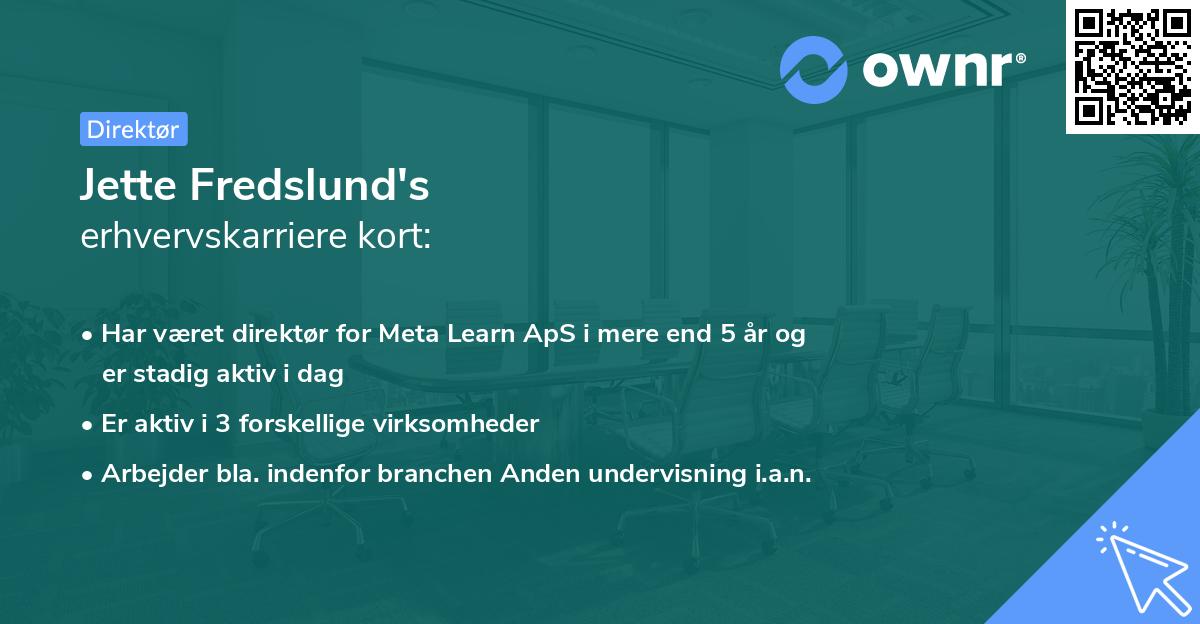 Jette Fredslund's erhvervskarriere kort