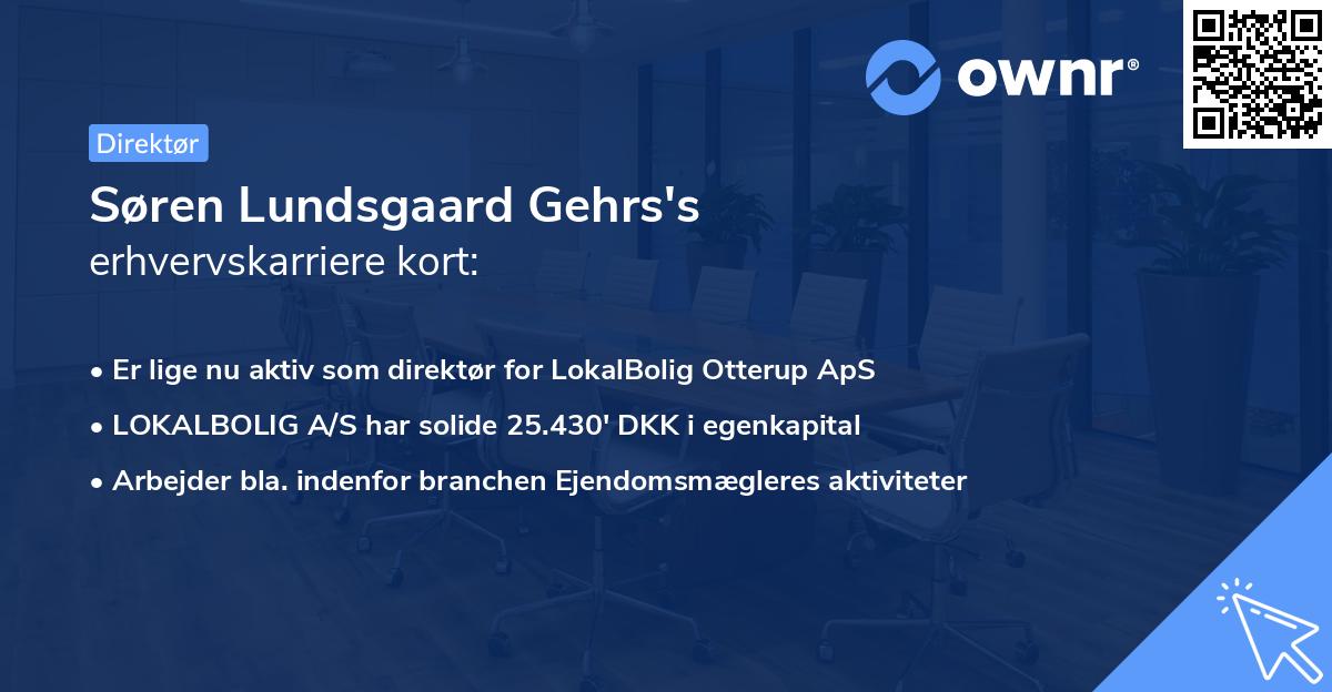 Søren Lundsgaard Gehrs's erhvervskarriere kort