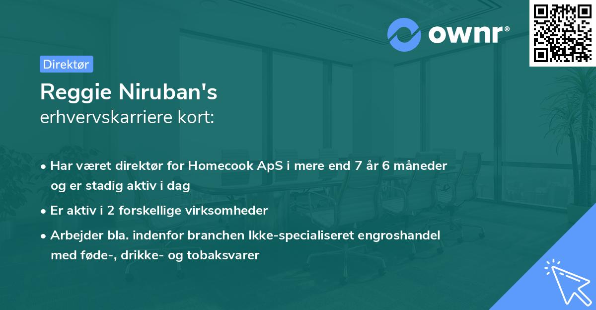 Reggie Niruban's erhvervskarriere kort