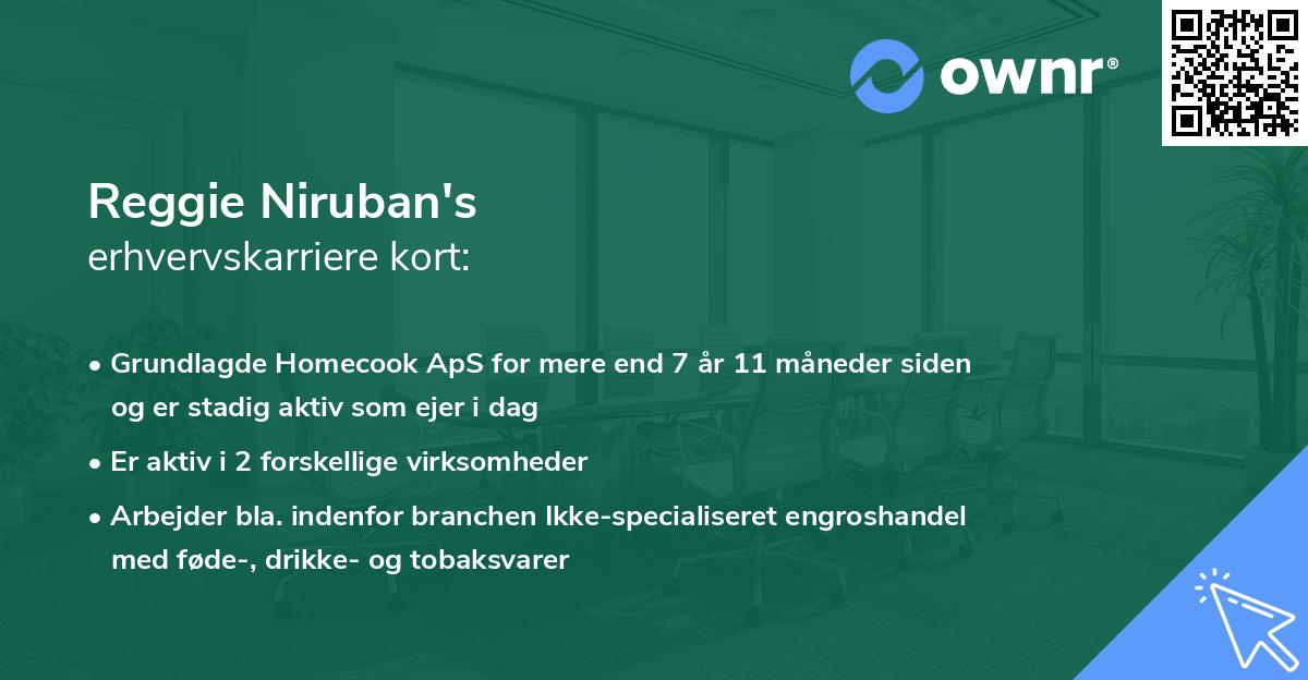 Reggie Niruban's erhvervskarriere kort