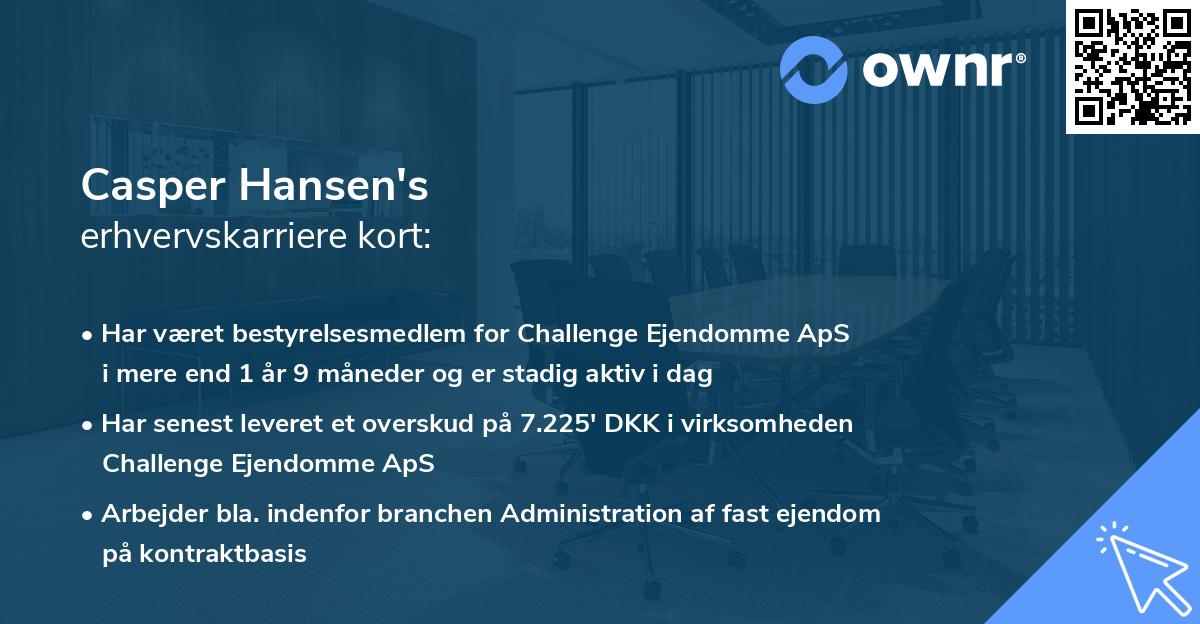 Casper Hansen's erhvervskarriere kort