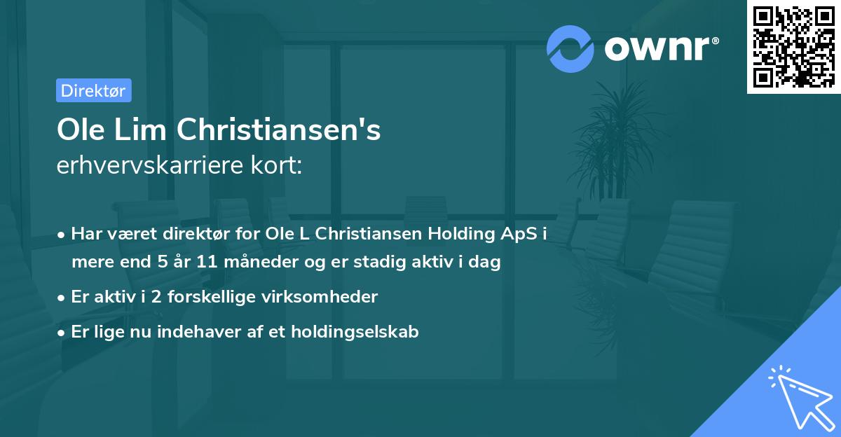 Ole Lim Christiansen's erhvervskarriere kort