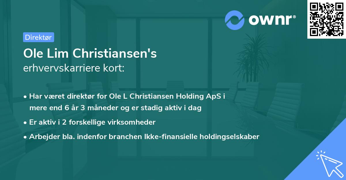 Ole Lim Christiansen's erhvervskarriere kort