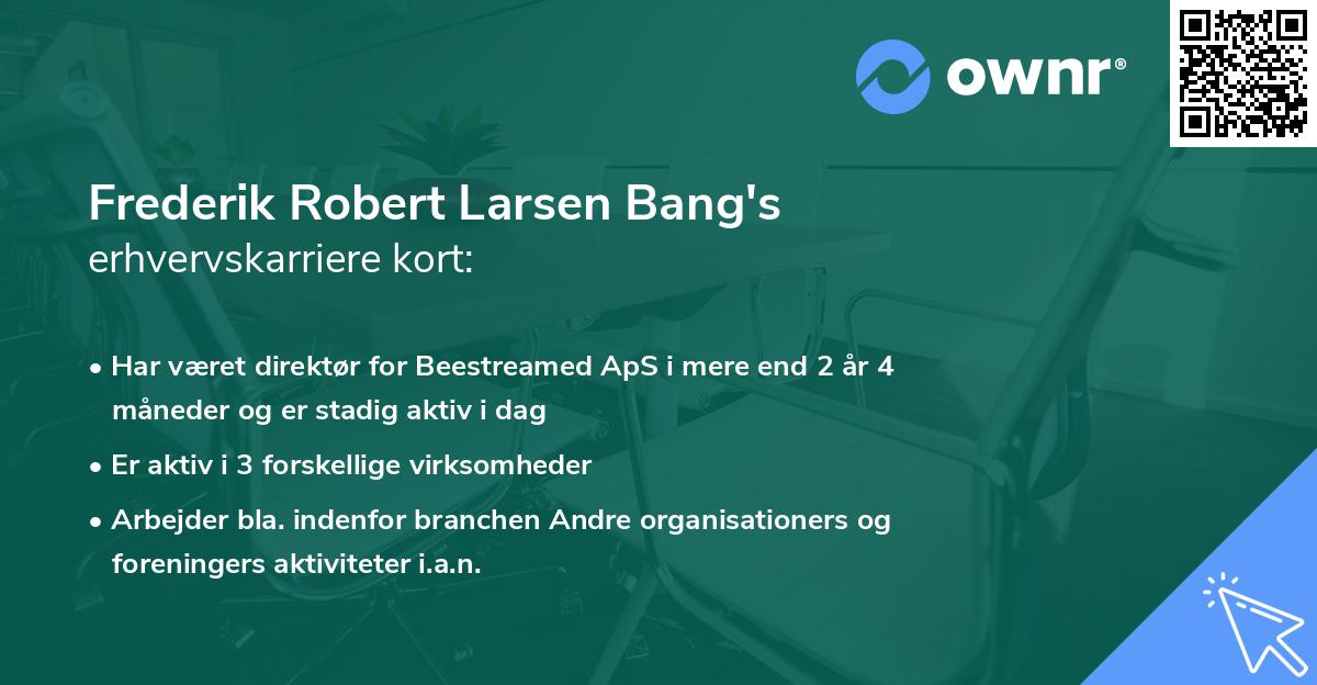 Frederik Robert Larsen Bang's erhvervskarriere kort