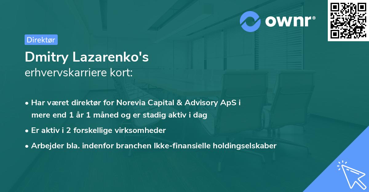 Dmitry Lazarenko's erhvervskarriere kort