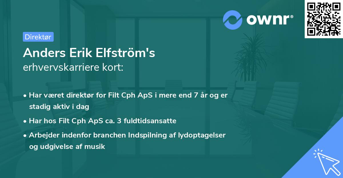 Anders Erik Elfström's erhvervskarriere kort