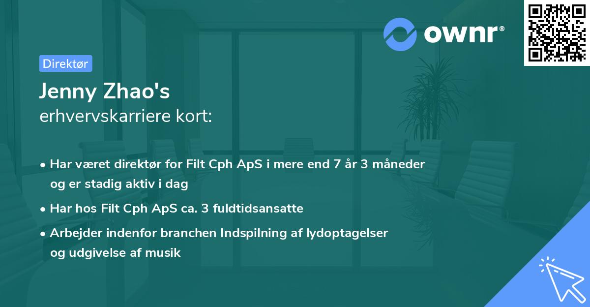 Jenny Zhao's erhvervskarriere kort