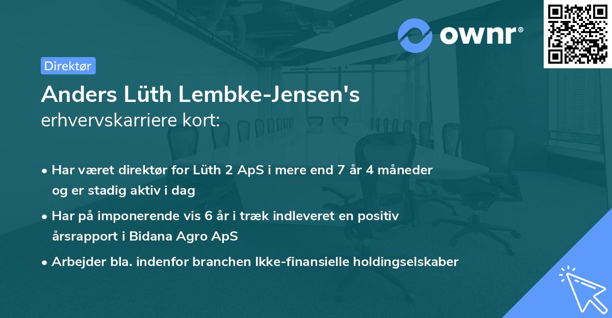 Anders Lüth Lembke-Jensen's erhvervskarriere kort