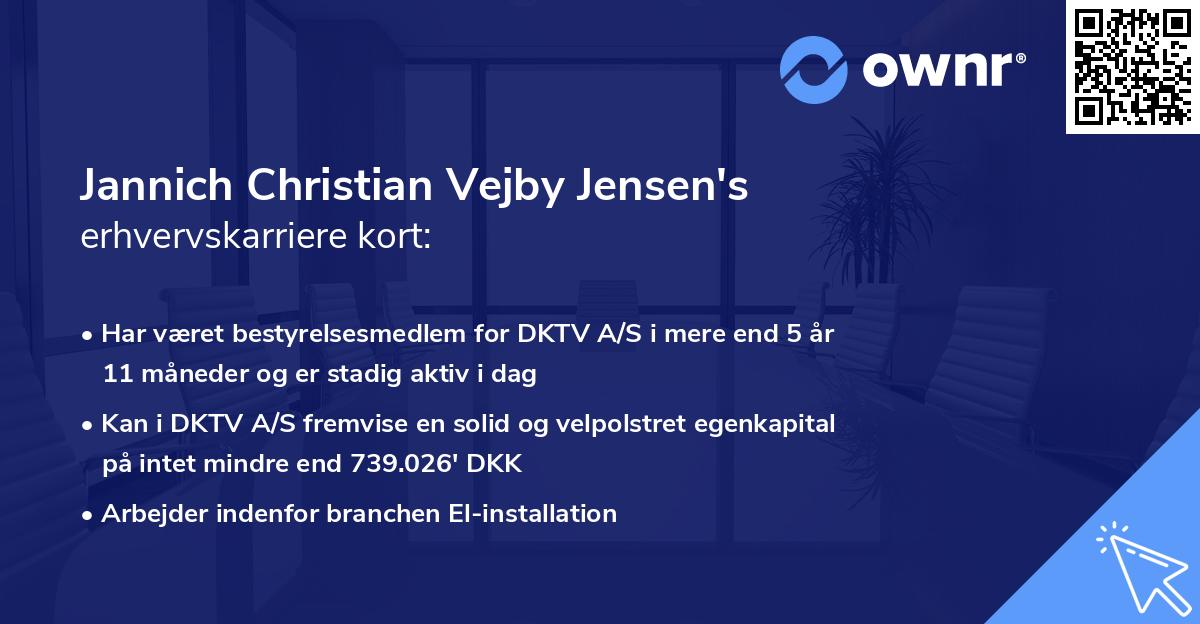 Jannich Christian Vejby Jensen's erhvervskarriere kort