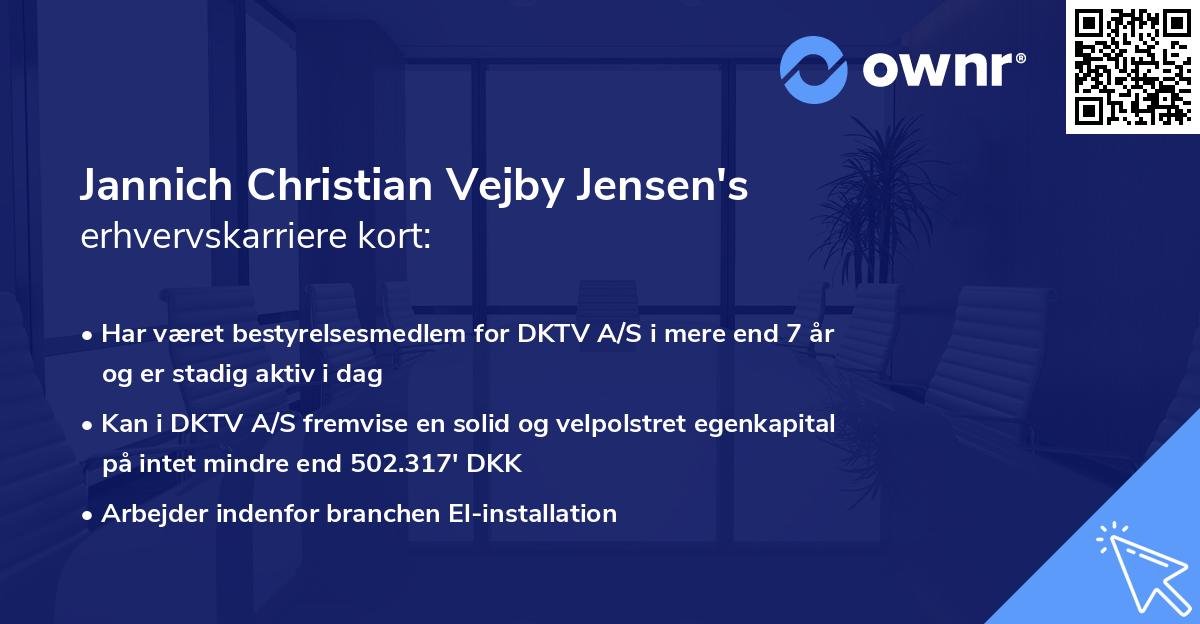 Jannich Christian Vejby Jensen's erhvervskarriere kort