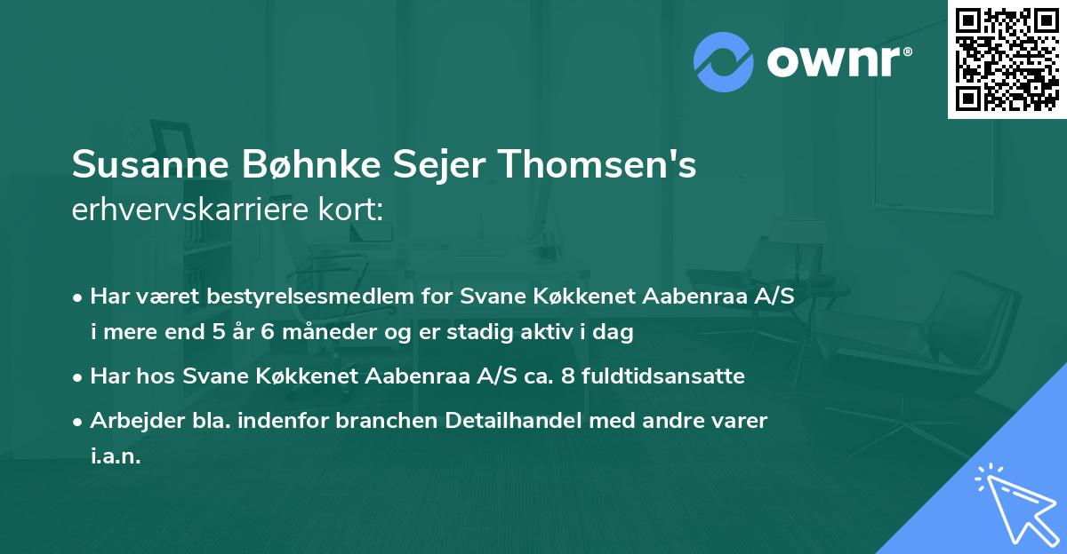 Susanne Bøhnke Sejer Thomsen's erhvervskarriere kort