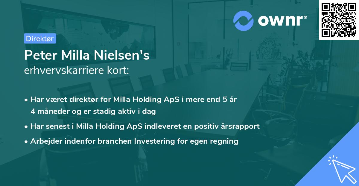 Peter Milla Nielsen's erhvervskarriere kort