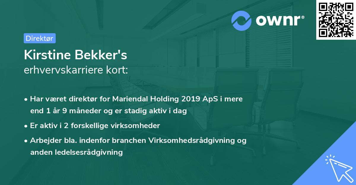 Kirstine Bekker's erhvervskarriere kort