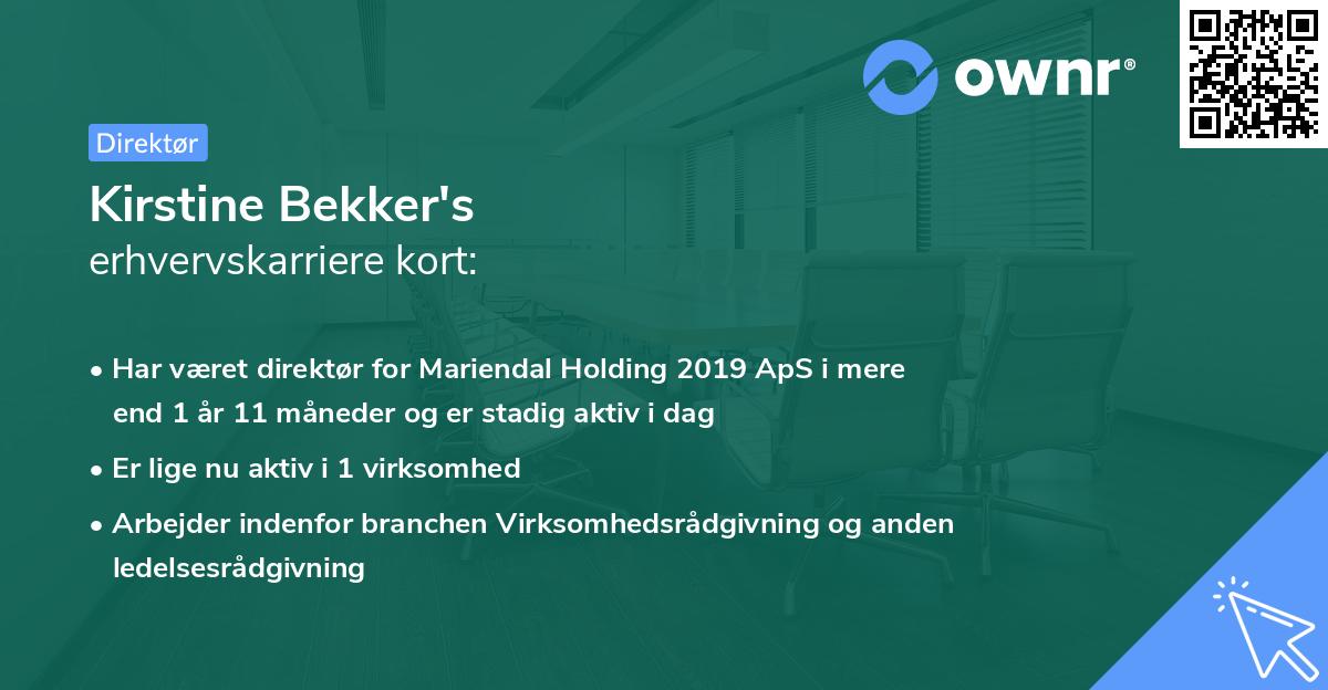 Kirstine Bekker's erhvervskarriere kort