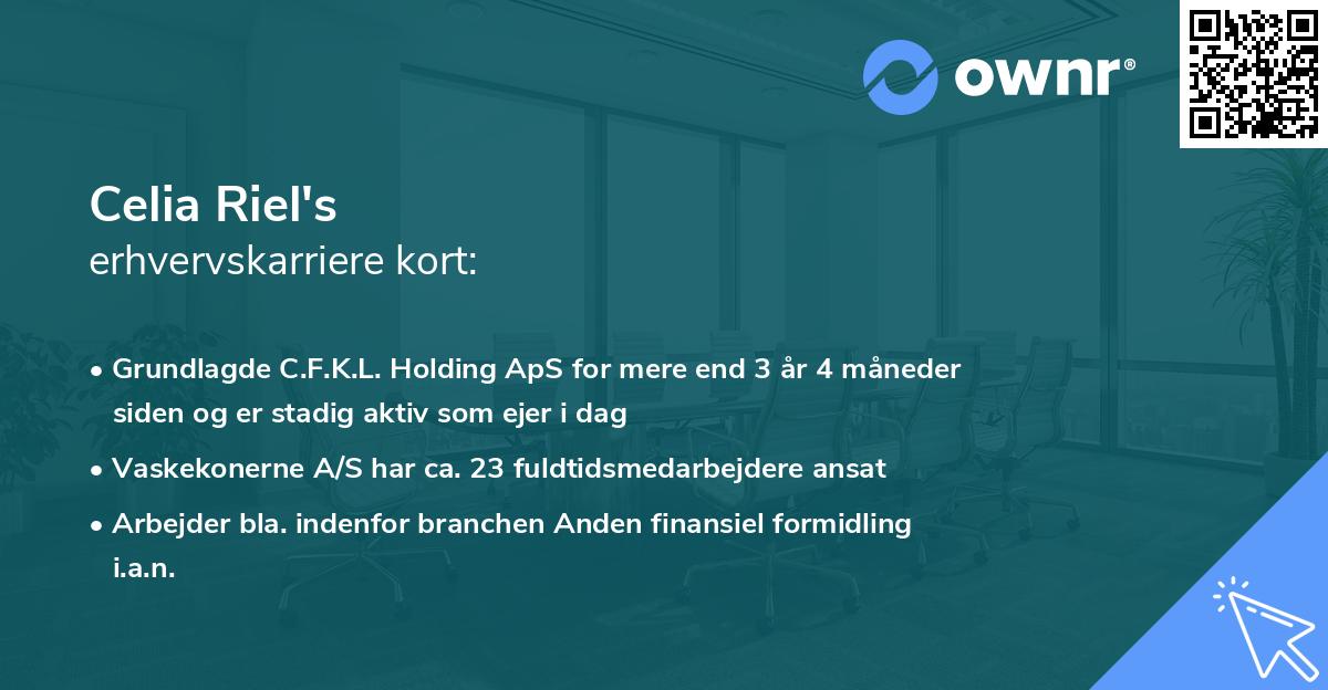 Celia Riel's erhvervskarriere kort