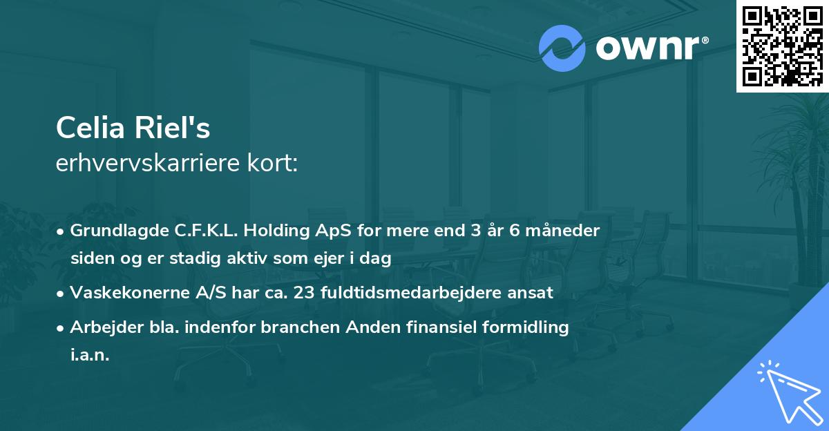 Celia Riel's erhvervskarriere kort