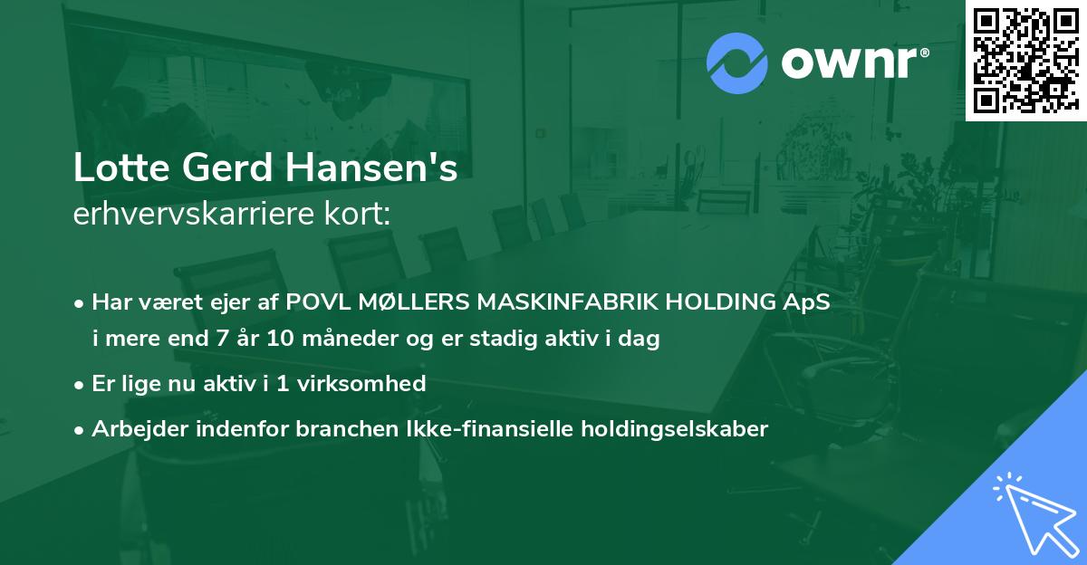 Lotte Gerd Hansen's erhvervskarriere kort