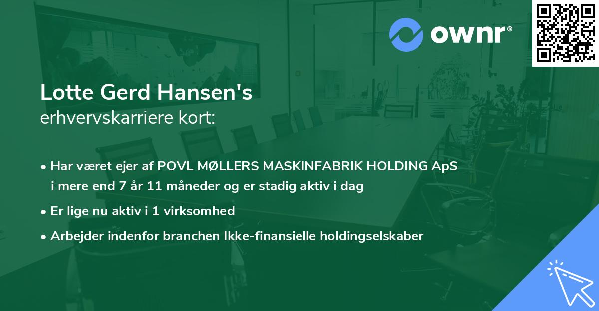 Lotte Gerd Hansen's erhvervskarriere kort