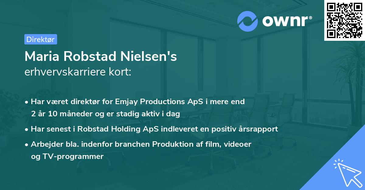 Maria Robstad Nielsen's erhvervskarriere kort
