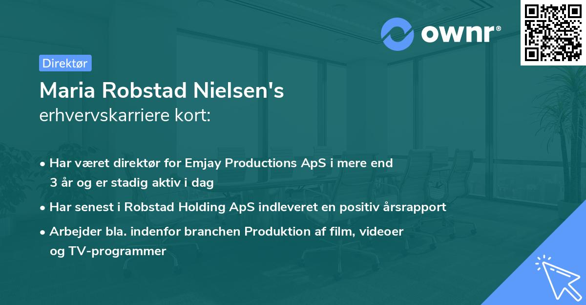 Maria Robstad Nielsen's erhvervskarriere kort
