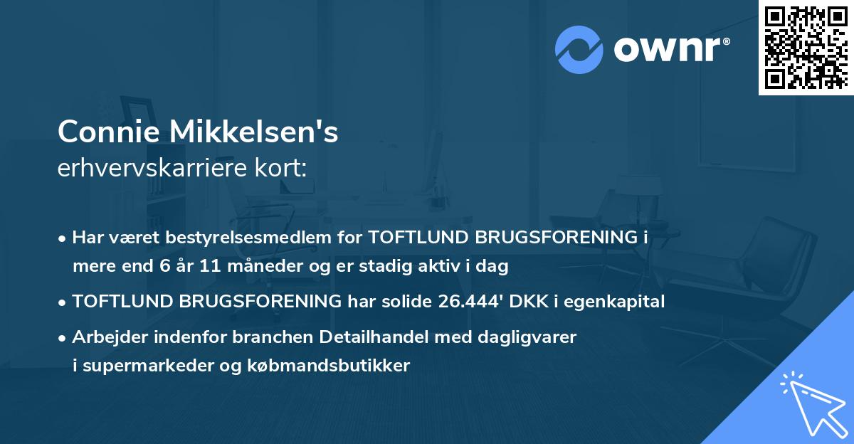 Connie Mikkelsen's erhvervskarriere kort