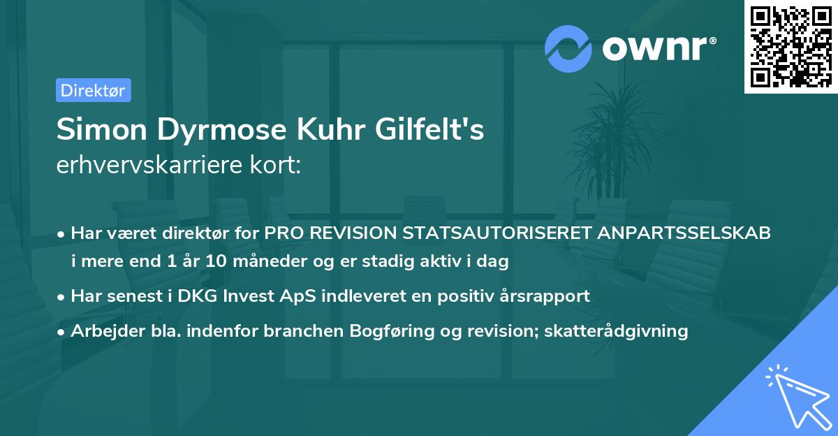 Simon Dyrmose Kuhr Gilfelt's erhvervskarriere kort