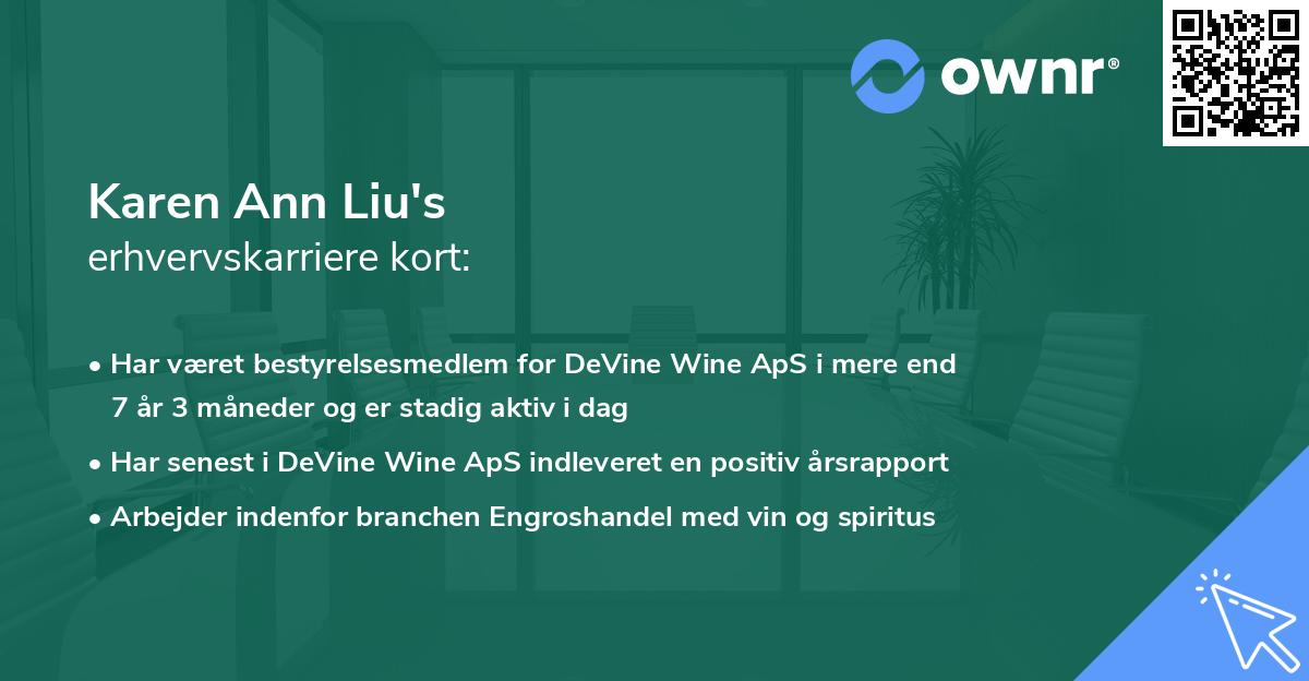Karen Ann Liu's erhvervskarriere kort