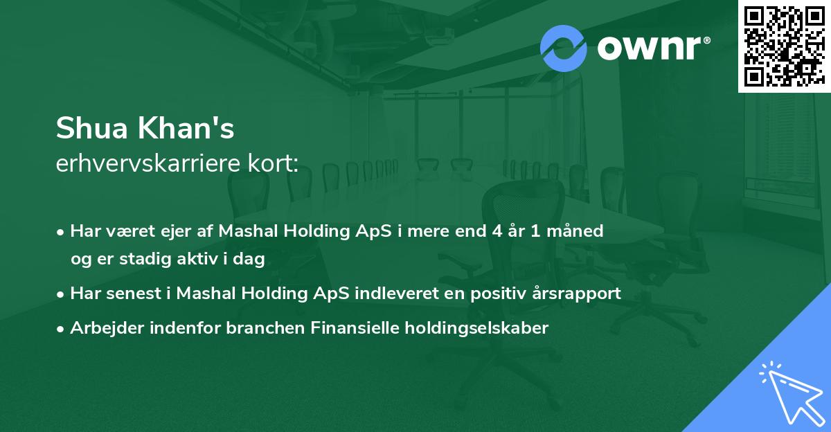 Shua Khan's erhvervskarriere kort