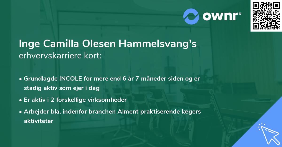 Inge Camilla Olesen Hammelsvang's erhvervskarriere kort