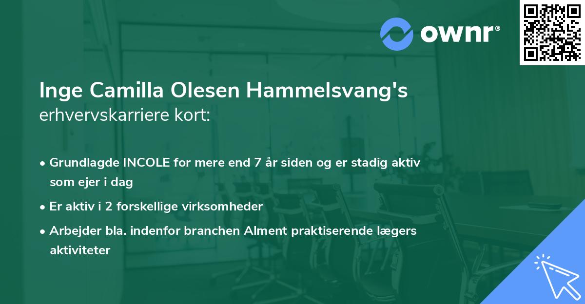 Inge Camilla Olesen Hammelsvang's erhvervskarriere kort