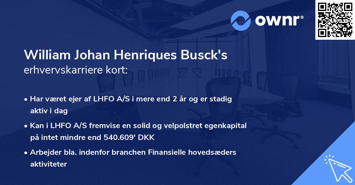 William Johan Henriques Busck's erhvervskarriere kort