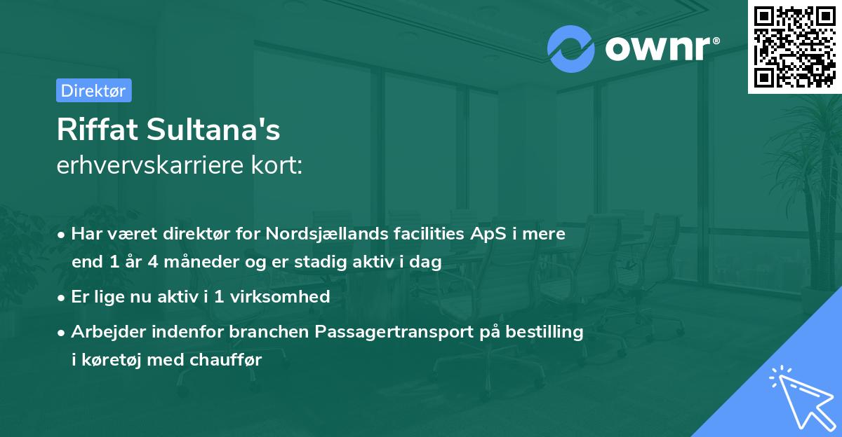 Riffat Sultana's erhvervskarriere kort