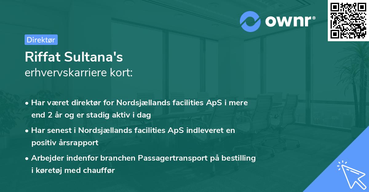 Riffat Sultana's erhvervskarriere kort