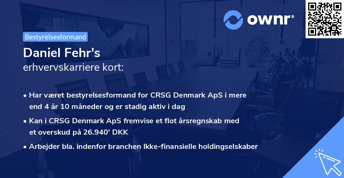 Daniel Fehr's erhvervskarriere kort