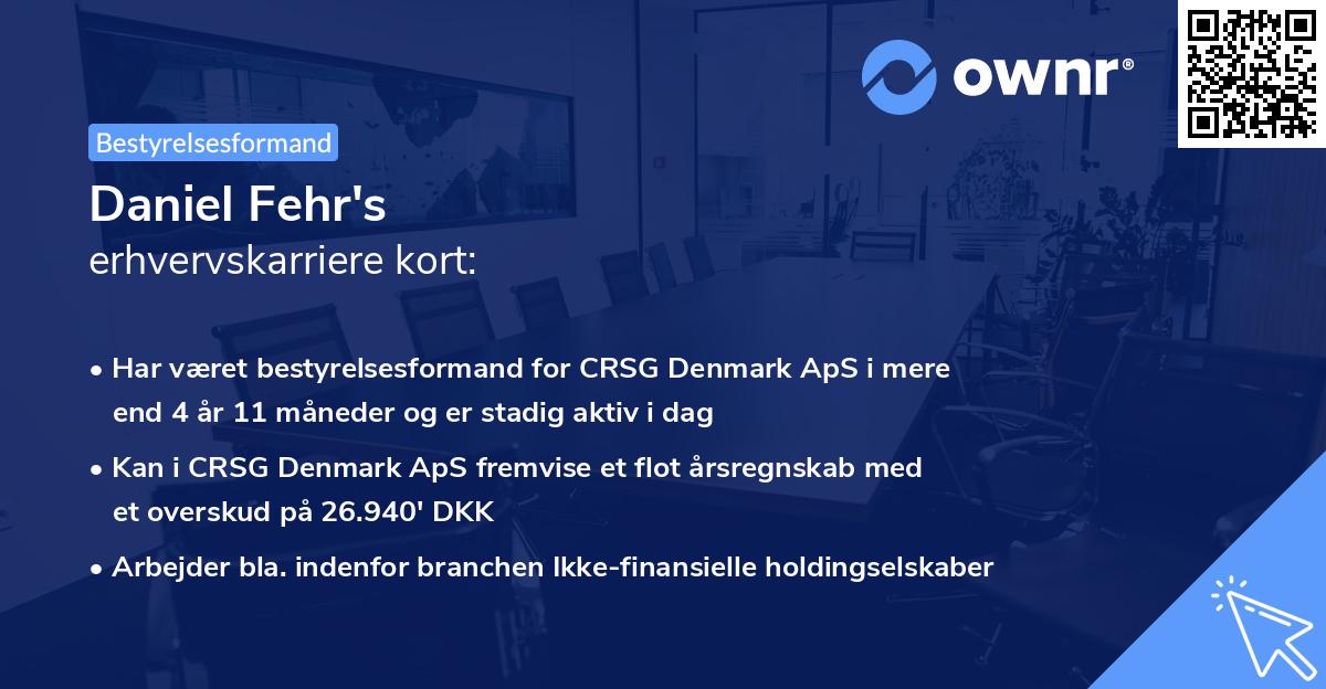 Daniel Fehr's erhvervskarriere kort