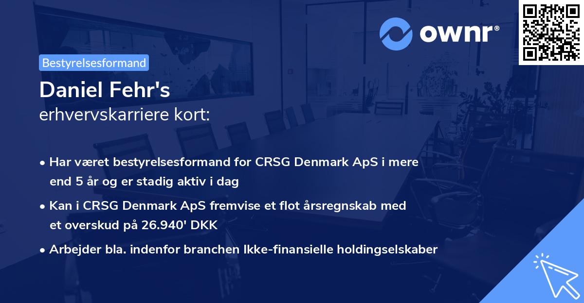 Daniel Fehr's erhvervskarriere kort