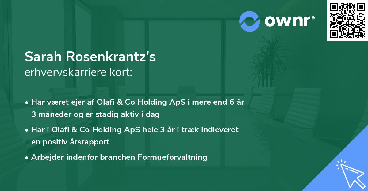 Sarah Rosenkrantz's erhvervskarriere kort