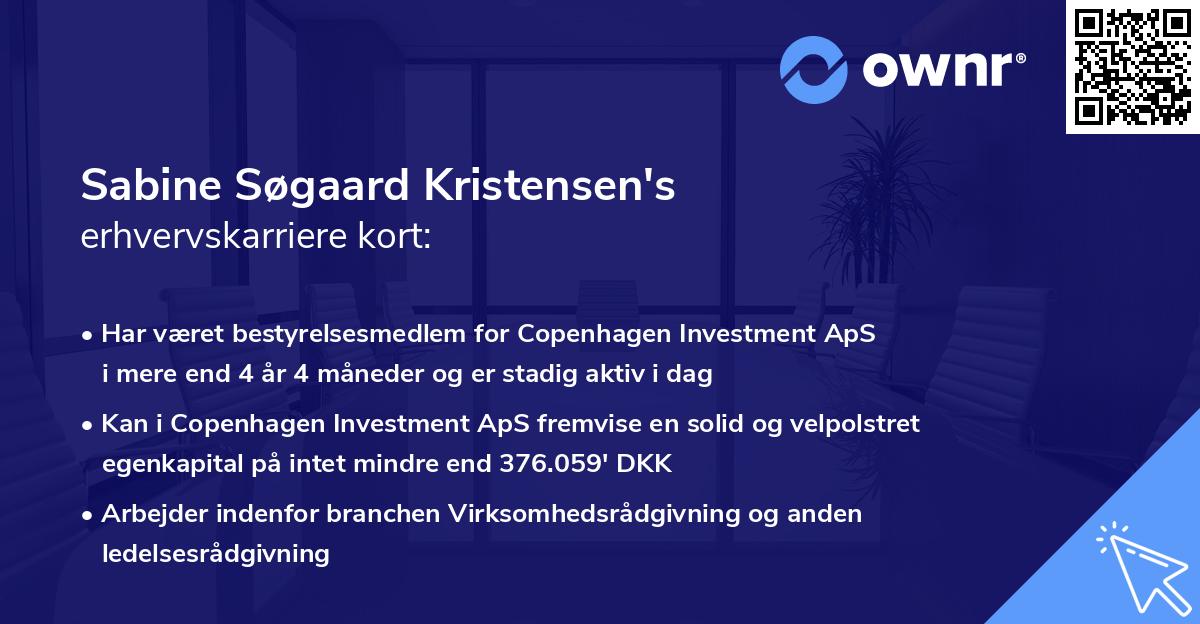Sabine Søgaard Kristensen's erhvervskarriere kort