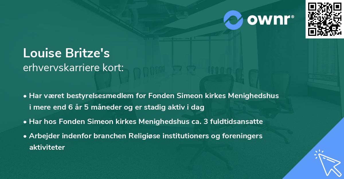 Louise Britze's erhvervskarriere kort