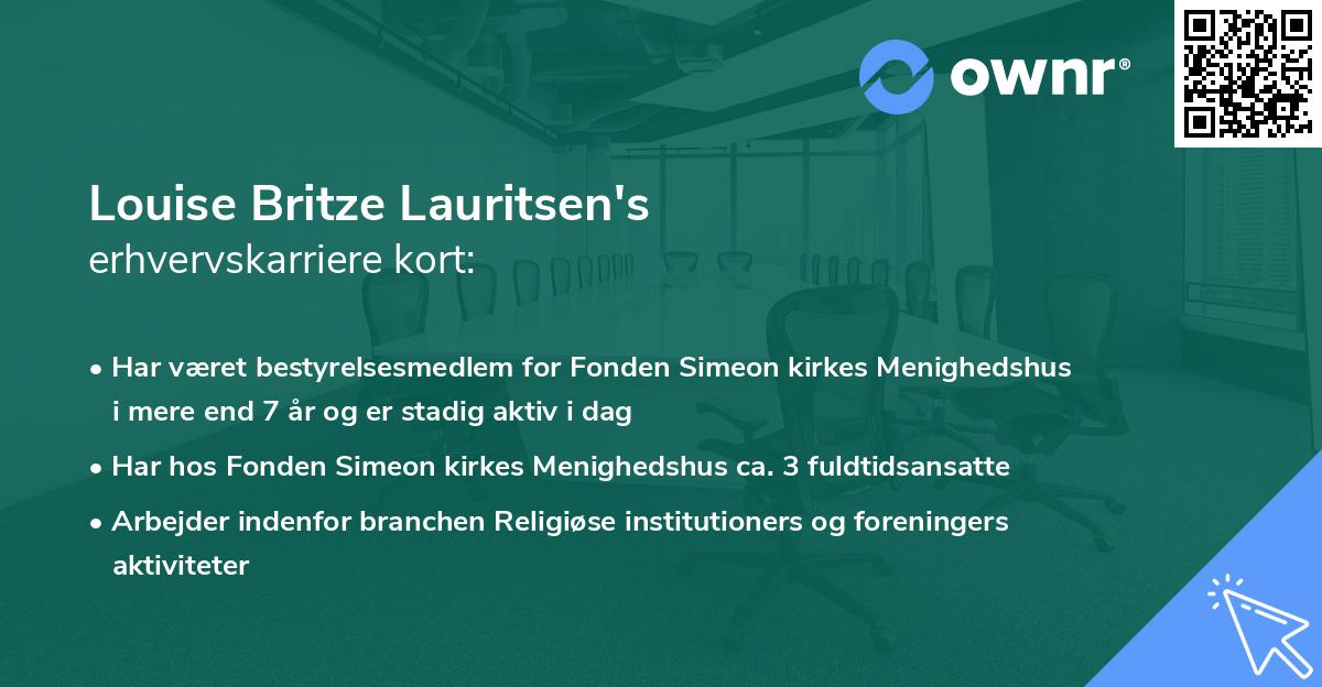 Louise Britze Lauritsen's erhvervskarriere kort