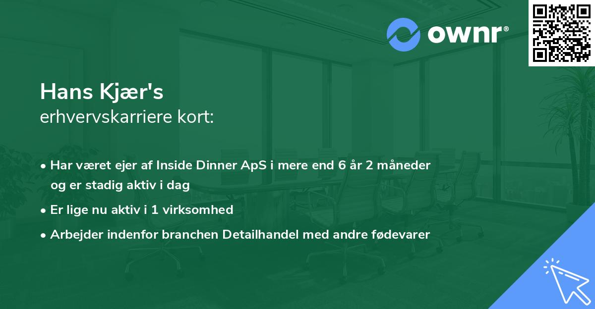 Hans Kjær's erhvervskarriere kort