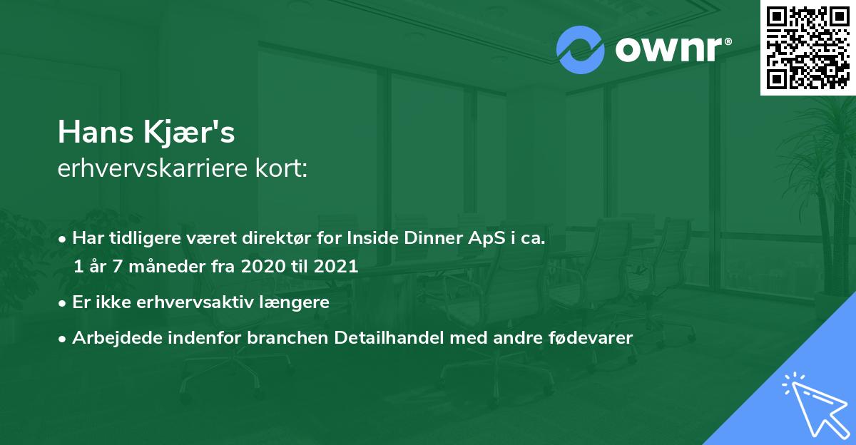 Hans Kjær's erhvervskarriere kort
