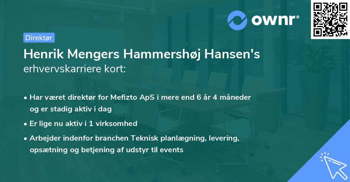 Henrik Mengers Hammershøj Hansen's erhvervskarriere kort