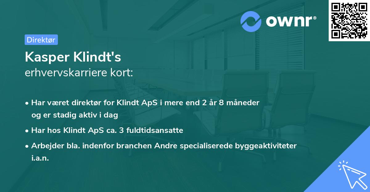 Kasper Klindt's erhvervskarriere kort