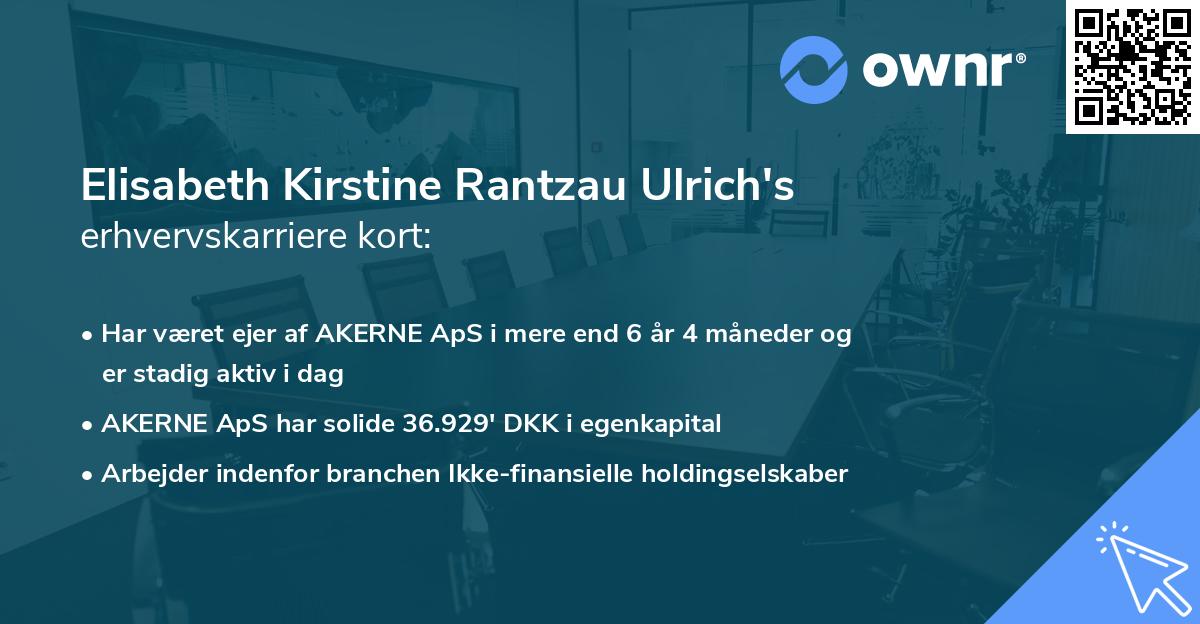 Elisabeth Kirstine Rantzau Ulrich's erhvervskarriere kort