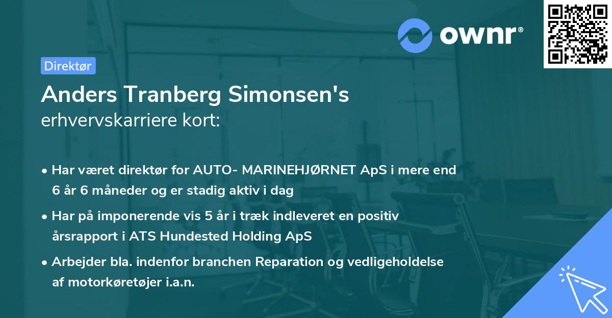 Anders Tranberg Simonsen's erhvervskarriere kort