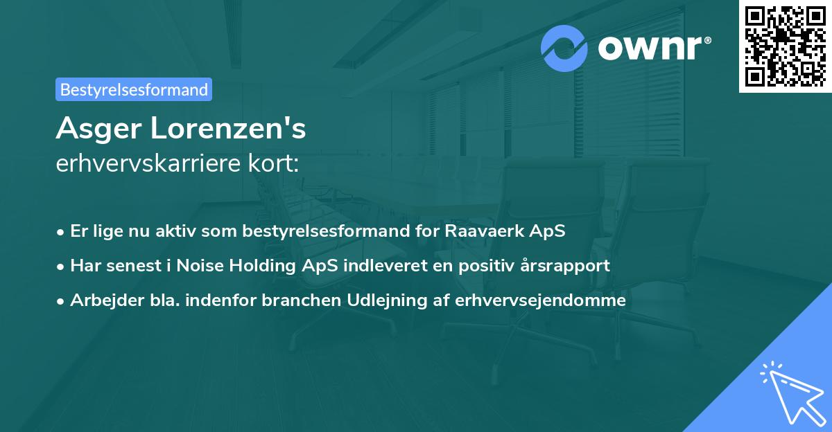 Asger Lorenzen's erhvervskarriere kort