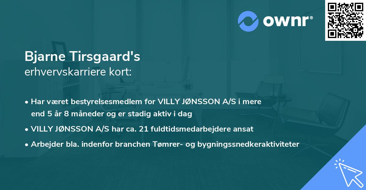 Bjarne Tirsgaard's erhvervskarriere kort
