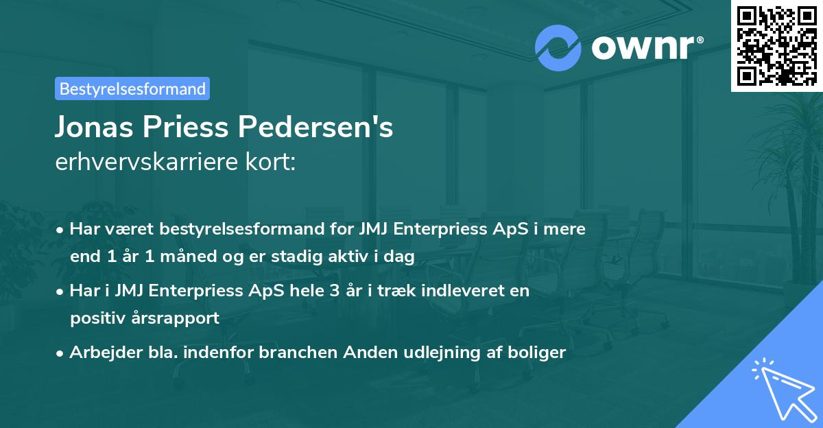Jonas Priess Pedersen's erhvervskarriere kort