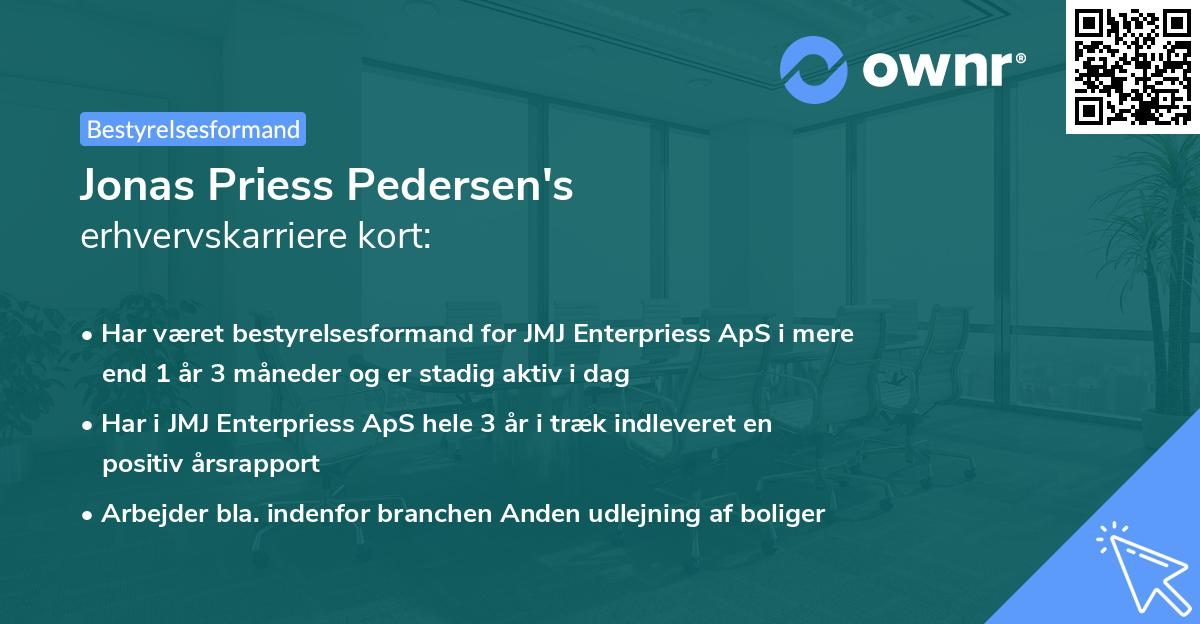 Jonas Priess Pedersen's erhvervskarriere kort